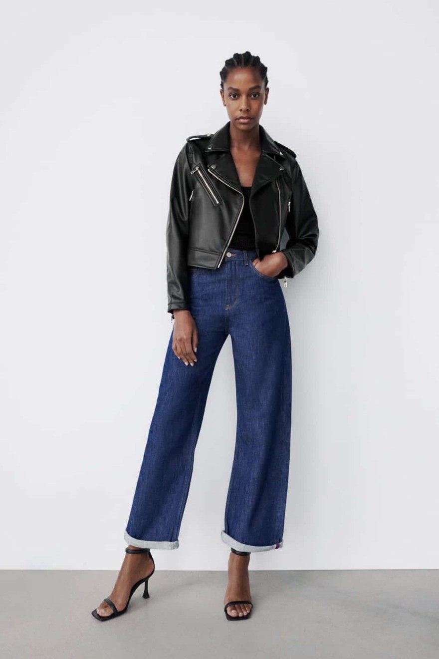 Leather μπουφάν Zara