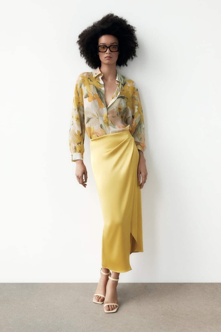 Zara σατέν φούστα
