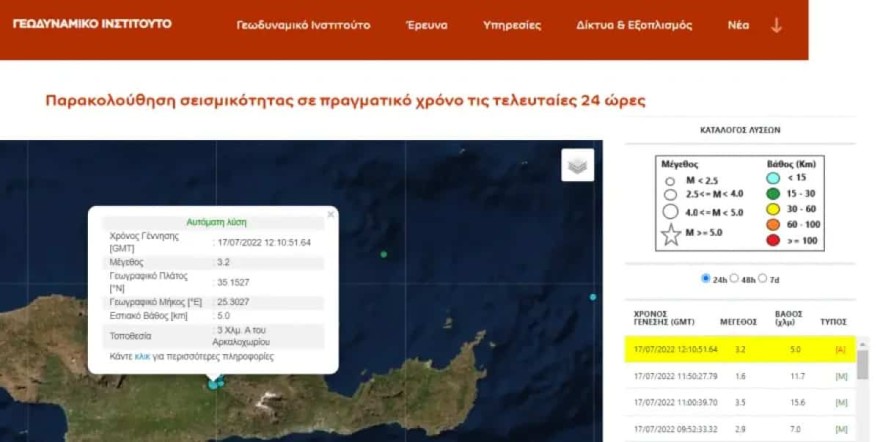 Σεισμός τώρα 17/7