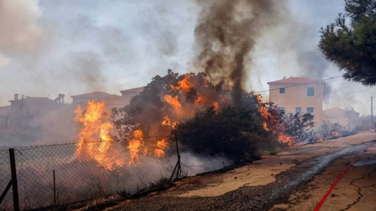Φωτιά στην Λέσβο: Κάηκαν σπίτια στα Βατερά - Έφτασαν στην παραλία οι φλόγες