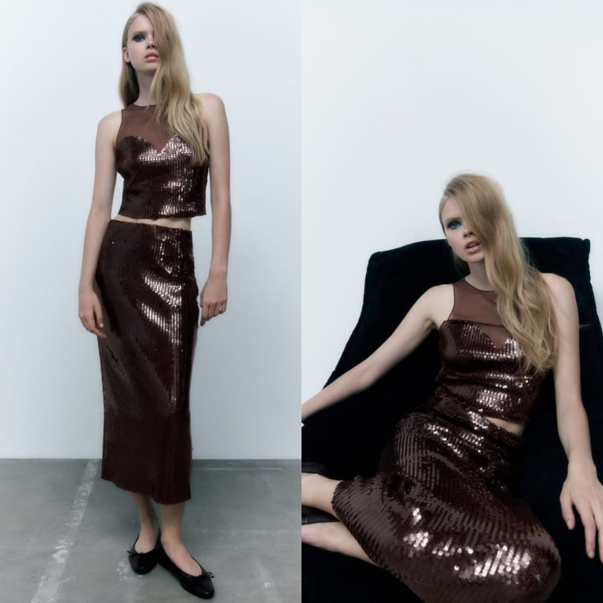 Zara καφέ set