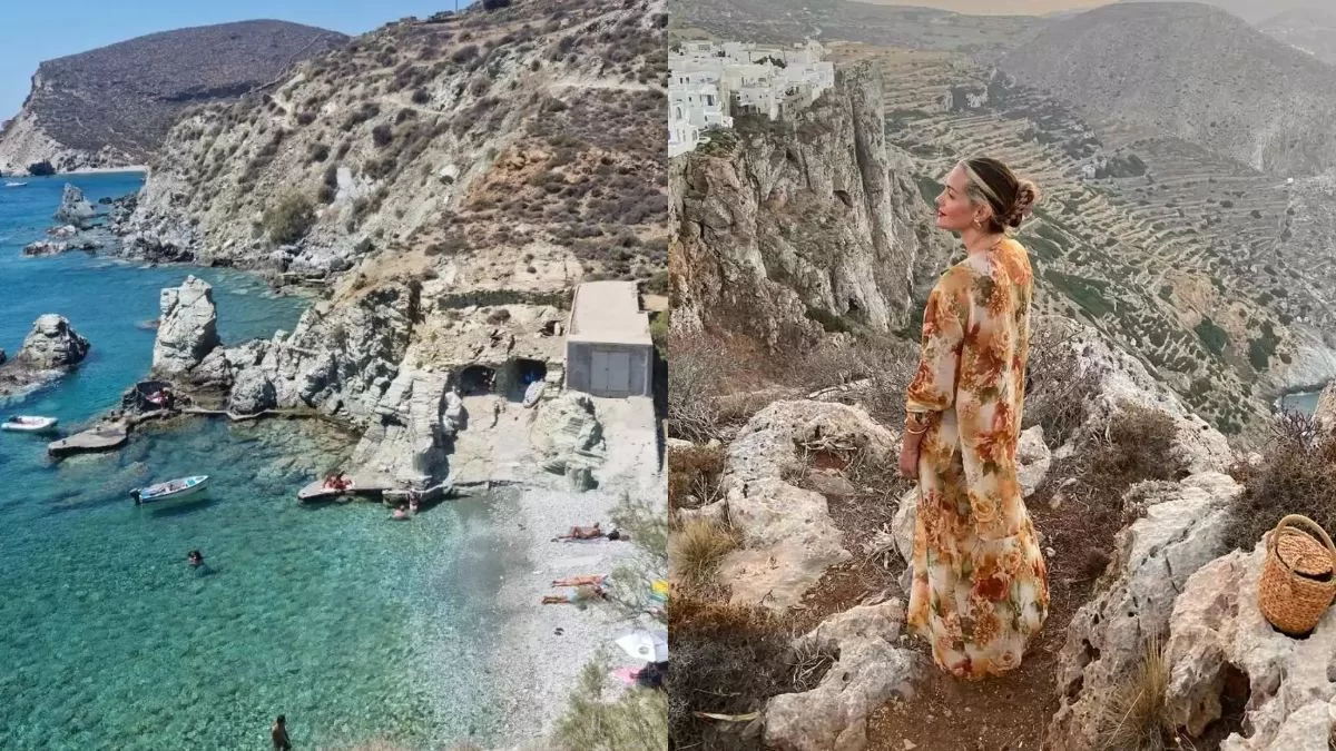Βουτιές στη θάλασσα και φαγητό σε ταβερνάκια - Οι διακοπές της Νατάσσας Μποφίλιου με τον σύζυγό της στην Φολέγανδρο