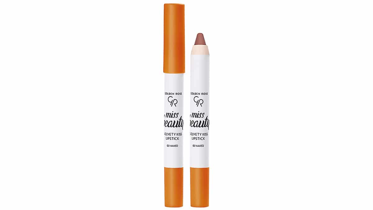 Κραγιόν σε μολύβι, Miss Beauty, Velvet Kiss Lipstick No 02 Naked, Golden Rose (londessa.gr)