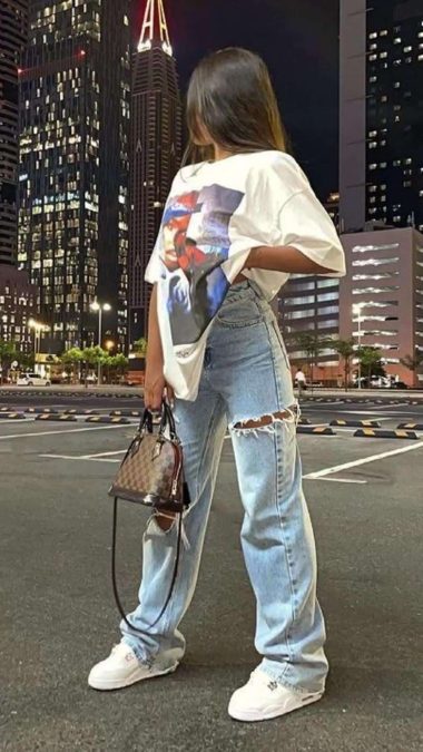 Jeans με T-shirt