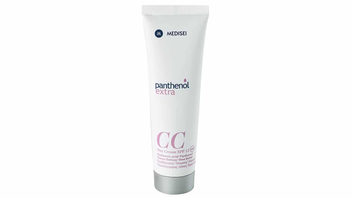 Ενυδατική κρέμα ημέρας με χρώμα και SPF15/UVA για ομοιόμορφο τόνο της επιδερμίδας και ελαφριά κάλυψη, CC Day Cream, Panthenol extra (στα Φαρμακεία)