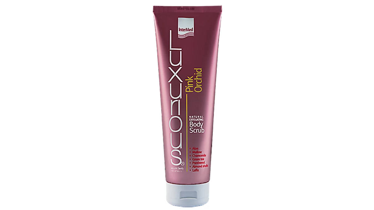 Απολεπιστικό σώματος, Luxurious, Natural Exfoliating Body Scrub, Pink Orchid, InterMed (στα Φαρμακεία και σε επιλεγμένα καταστήματα καλλυντικών  από την InterMed)