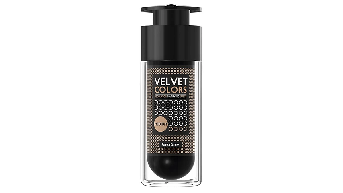 Υγρό ματ makeup, Velvet Colors Foundation Medium, Frezyderm, €20,61 (στα Φαρμακεία)