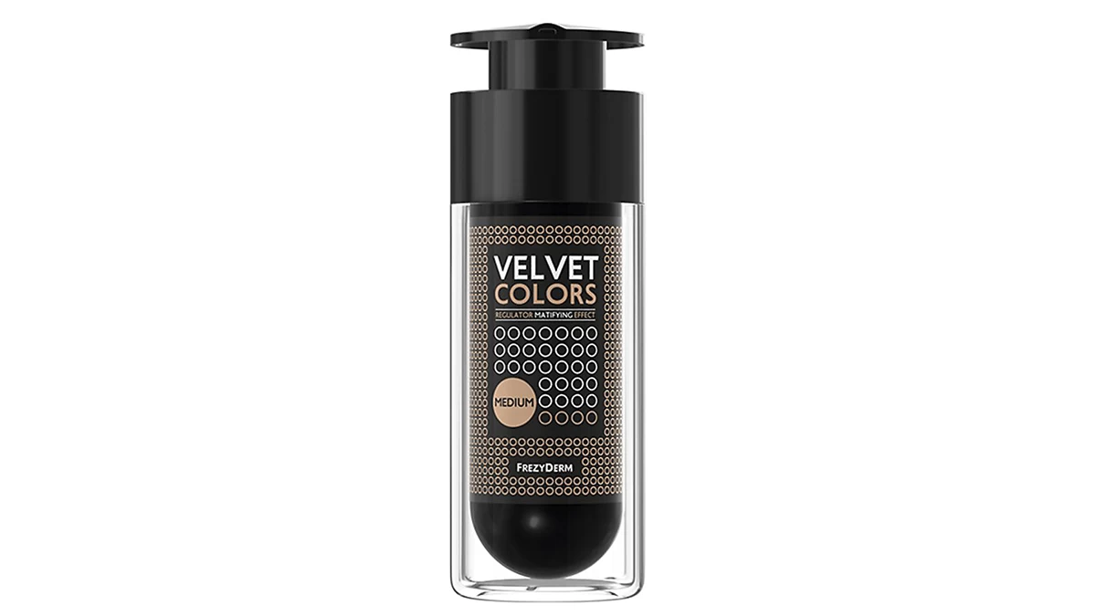 Υγρό ματ makeup, Velvet Colors Medium Foundation, Frezyderm, €28,12 (στα Φαρμακεία)