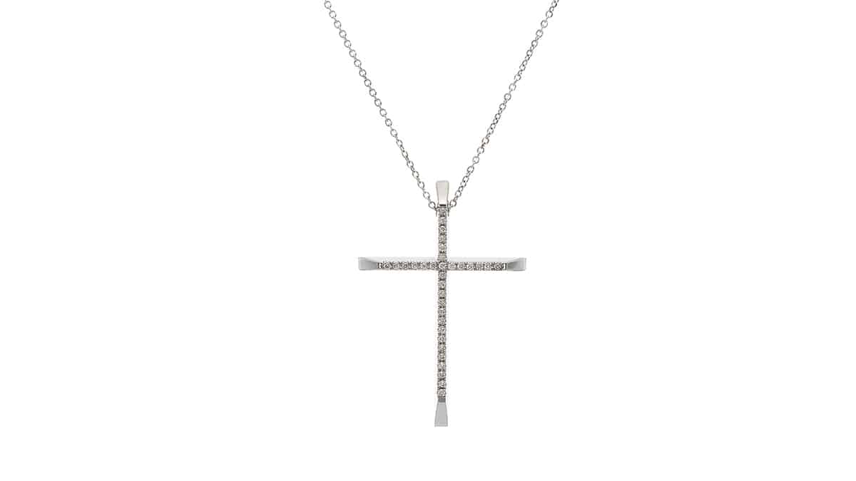 Σταυρός από λευκόχρυσο 18Κ με διαμάντια, GOFAS JEWELRY, www.gofas.gr