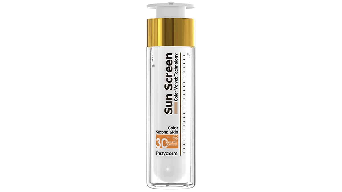 Αντηλιακή κρέμα προσώπου με χρώμα, Sun Screen, Color Velvet Technology, Color Second Skin SPF30, Frezyderm (στα Φαρμακεία)